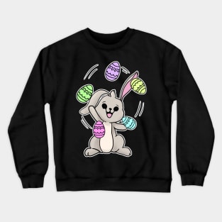 Rabbit juggling eggs happy easter 2021 egg hunt Crewneck Sweatshirt